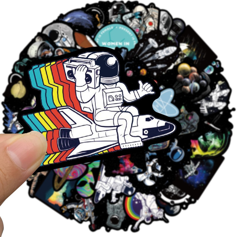 50Pcs/Lot Black Series Fantasy Planet Sticker Outer Space Astronaut DIY Graffiti Kids Toy Skateboard car Motorcycle Bicycle Sticker Decals Wholesale