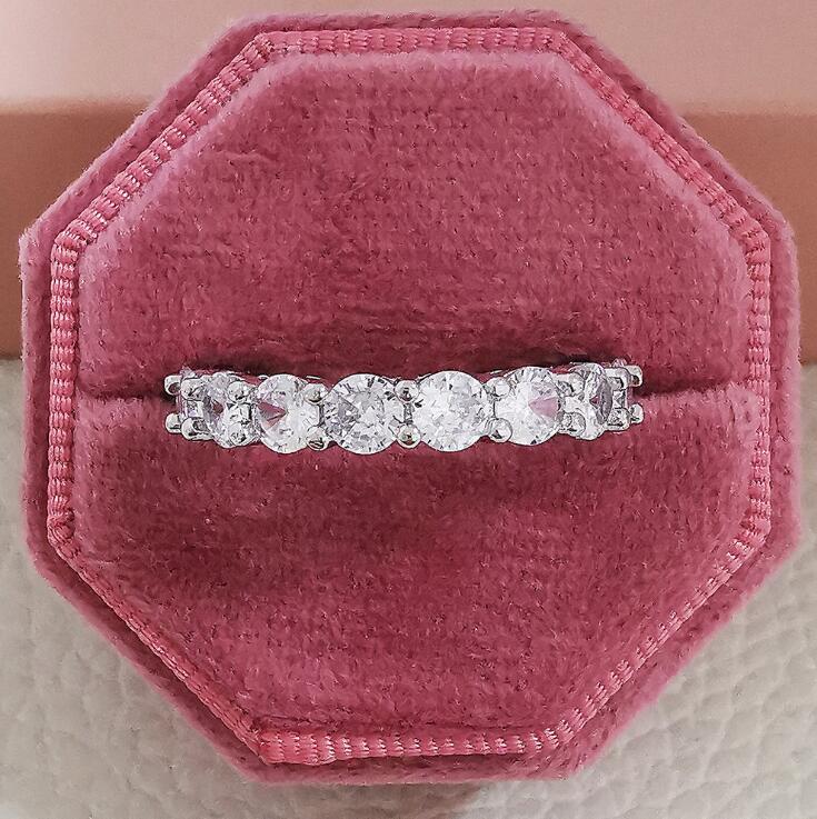 Wedding Rings for Women - 4MM Round Cut Multicolor Cubic Zirconia Emeralds Sterg Sier Band