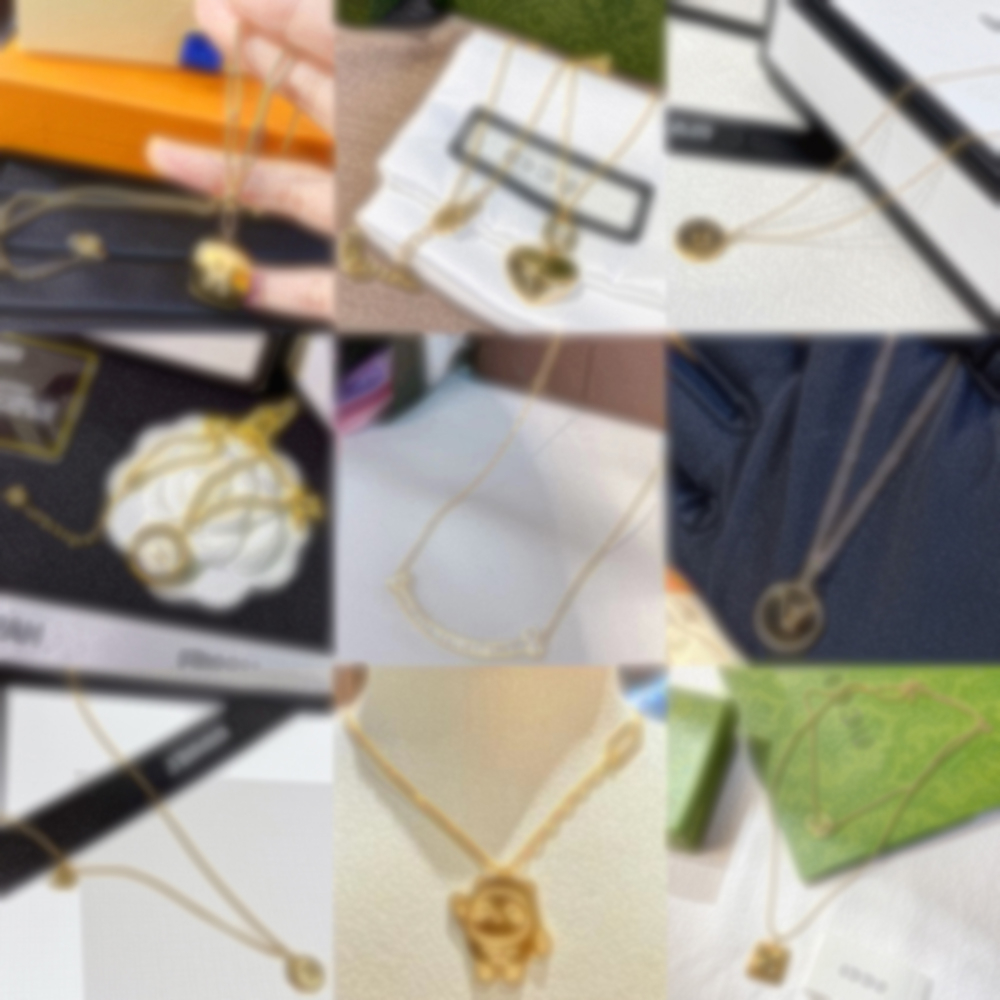 Womens Designer Necklace 18K Gold Plated 925 Silver Plated Stainless Steel Crystal Necklaces Choker Chain Letter Pendant 20Styles Wedding Jewelry -13