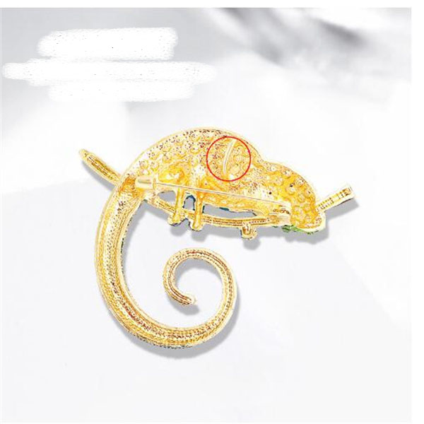 Large Lizard Chameleon Brooch Animal Coat Pin Rhinestone Fashion Jewelry Enamel Accessories Ornaments 2 Colors Pick GC1100