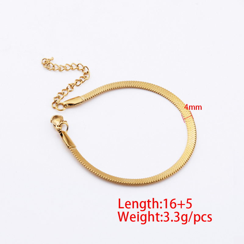 18K Gold Silver Plated Stainless Steel Flat Snake Bracelet Anklet Hip Hop Hand Chain Summer Beach Foot Jewelry DIY Jewelry Making Accessory