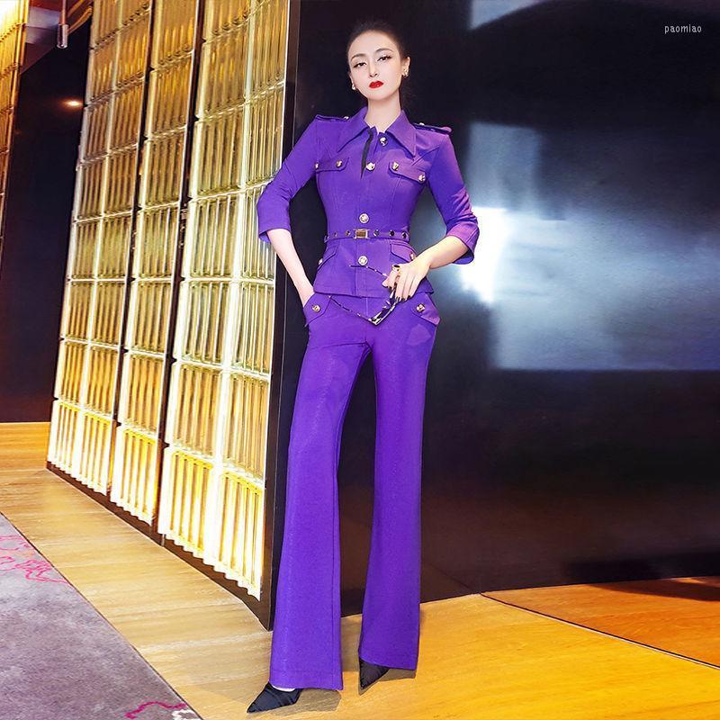 Women' Two Piece Pants Women Pieces Sets 2022 Spring Autumn Long Sleeve Shirt Coat Tops Flare Trousers Lady Suits, Purple
Women' Two Piece Pants Women Pieces Sets 2022 Spring Autumn Long Sleeve Shirt Coat Tops Flare Trousers Lady Suits, Purple