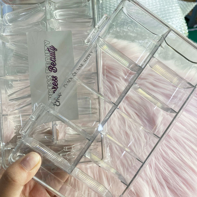 Large Empty Nail Tip Box Container False Nail Tips Storage Compartment Clear UV Gel Acrylic Tools 220725
