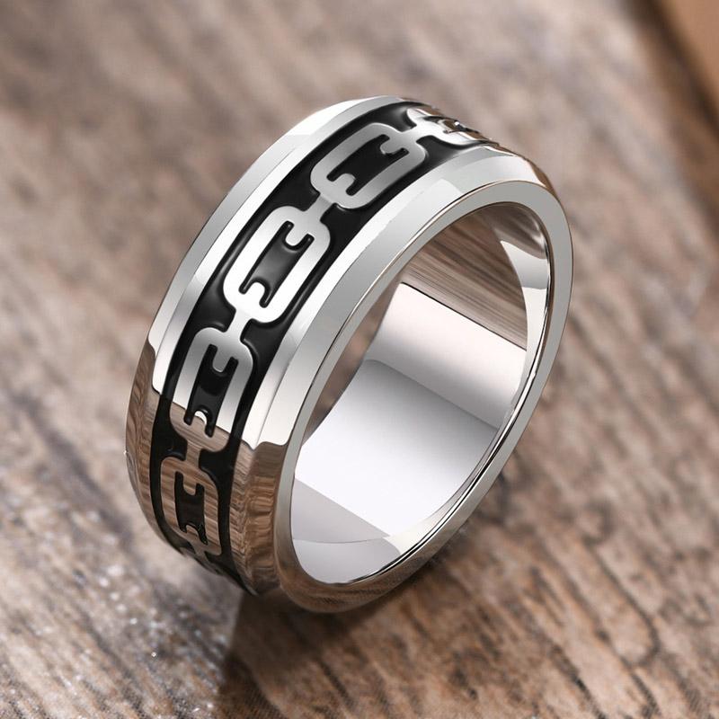 Wedding Rings Fashion Gothic Hiphop Silver Color Stainless Steel Black Glue Chain Pattern Ring For MenWedding 
Wedding Rings Fashion Gothic Hiphop Silver Color Stainless Steel Black Glue Chain Pattern Ring For MenWedding