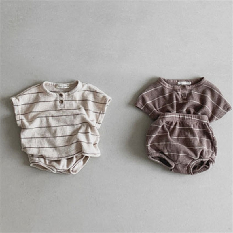 Summer Baby Short Sleeve T Shirt + Shorts 2pcs Infant Clothes Set Cute Boys Striped PP Pants Suit Fashion Girls Outfits 220509