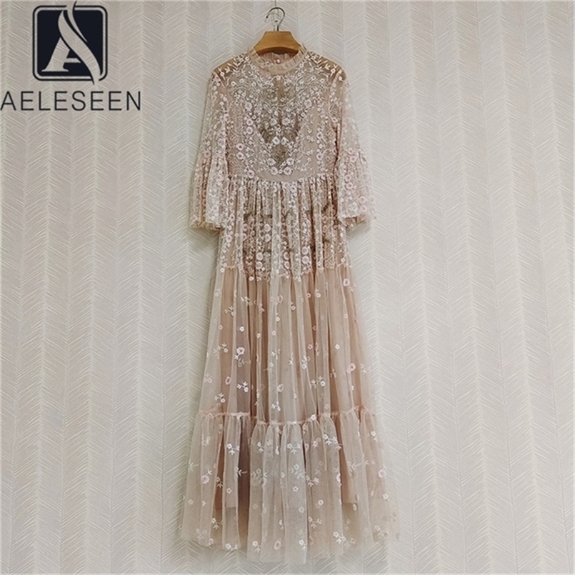 AELESEEN Designer Fashion Maxi Dress Runway Long Flare Sleeve Ruffled Luxury Beading Sequined Mesh Flower Embroidery Dresses 220614, Blue
AELESEEN Designer Fashion Maxi Dress Runway Long Flare Sleeve Ruffled Luxury Beading Sequined Mesh Flower Embroidery Dresses 220614, Blue