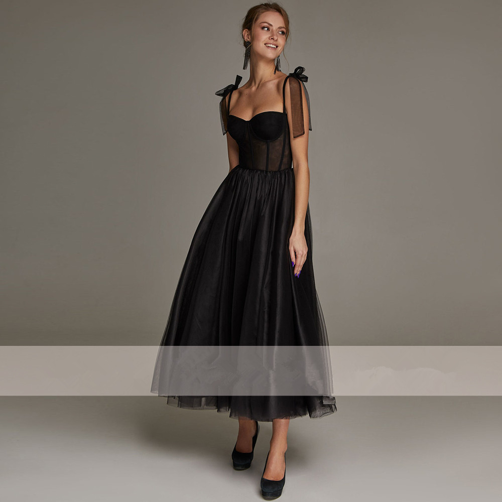 Bow Spaghetti Strap Sheath Wedding Dress Ankle Length A Line Backless Sleeveless Tulle Lace Plus Size Custom Made Simple And Stylish