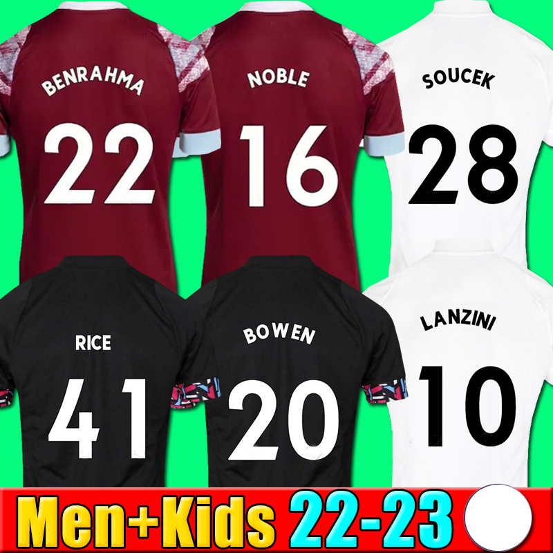 22 23 West Hams BOWEN RICE Soccer Jerseys BENRAHMA LANZINI ANTONIO YARMOLENKO NOBLE FORNALS DAWSON Vlasic SOUCEK 2022 2023Jersey Football Shirts Men, P08 22 23 away kids
22 23 West Hams BOWEN RICE Soccer Jerseys BENRAHMA LANZINI ANTONIO YARMOLENKO NOBLE FORNALS DAWSON Vlasic SOUCEK 2022 2023Jersey Football Shirts Men, P08 22 23 away kids
