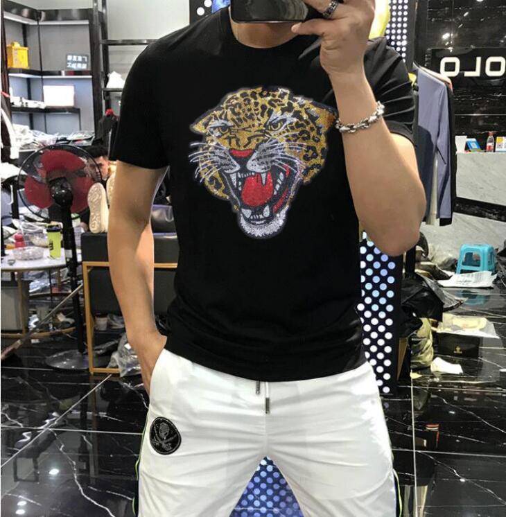 

Men's T-Shirts Luxury And Comfortable Summer Quick-Drying Men's Drilling Short Sleeve Youth Hip Hop Exaggerated Slim T-ShirtMen's, As shown asian size