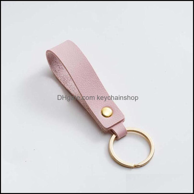 Key Rings Jewelry Fashion Pu Leather Keychain Business Gift Keyring Men Women Car Strap Waist Wallet Keychains Drop Delivery 2021 Dcnsd