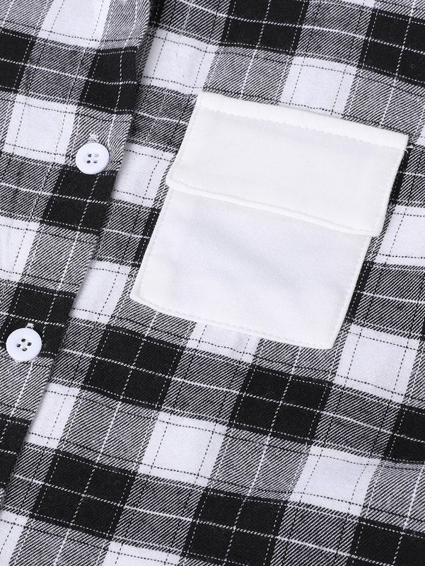 Toddler Boys Plaid Print Flap Pocket Hooded Jacket SHE