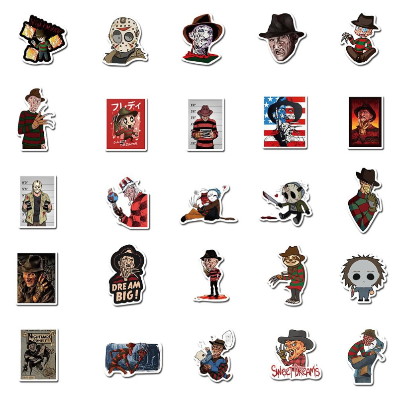 50Pcs/Lot Horror Movies Michael Myers Friday the 13th sticker Freddy Krueger Stickers Graffiti Kids Toy Skateboard Phone Laptop Luggage Sticker Decals