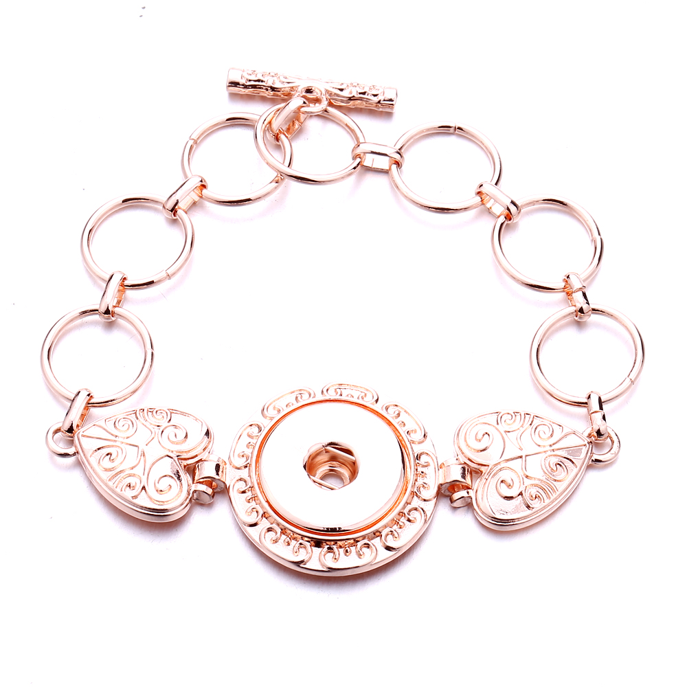 18mm snap button heart charm Bracelet silver gold link chain snaps buttons Bracelets Jewelry for women men