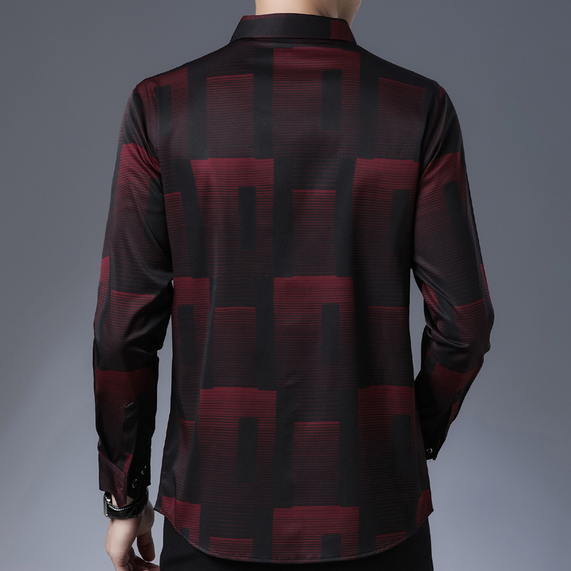 Original Men Shirts Silk Cotton Spring Autumn Long Sleeve Shirt Casual Plaid Slim Fit Camisa Masculina C688 220322