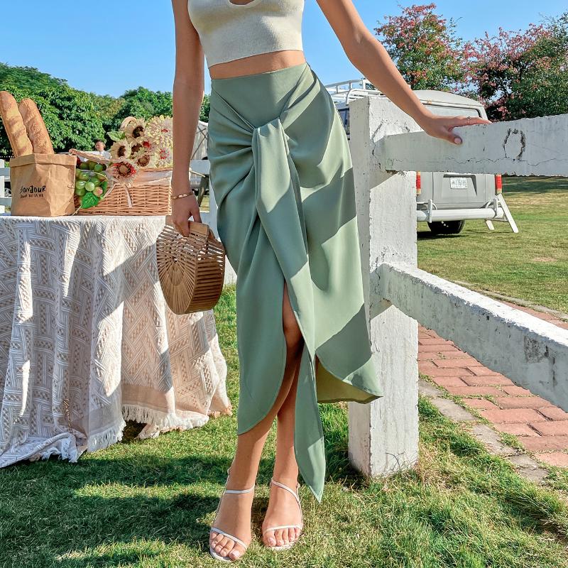 Skirts Gaono Women High Waist Solid Color Tie-up Front Split Temperament Casual All-match Midi SkirtsSkirts, Green
Skirts Gaono Women High Waist Solid Color Tie-up Front Split Temperament Casual All-match Midi SkirtsSkirts, Green