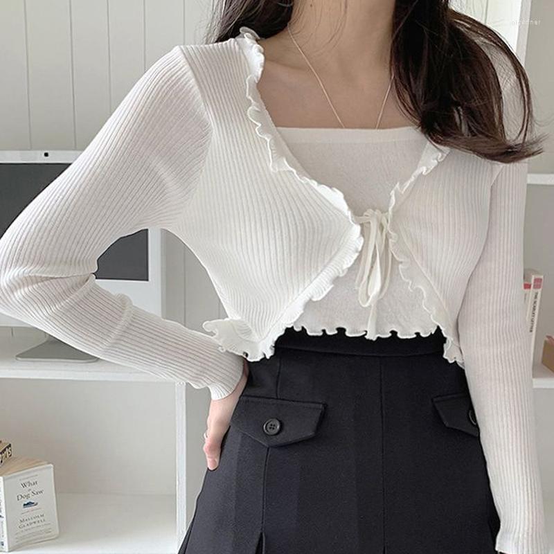 Women's Knits & Tees Fake Two Cropped Sweaters Pullovers Womens Ruffles Long Sleeve Lace Up Sweater Thin Knitted Crop Tops Female Sueters De, Black
Women's Knits & Tees Fake Two Cropped Sweaters Pullovers Womens Ruffles Long Sleeve Lace Up Sweater Thin Knitted Crop Tops Female Sueters De, Black