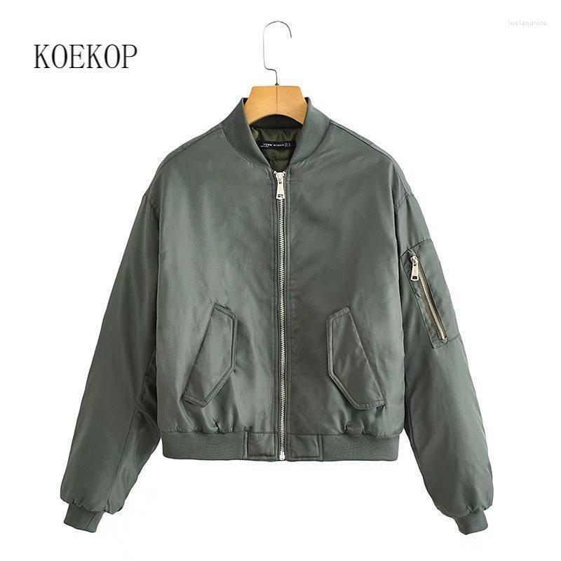 Women' Down & Parkas Koekop Women Fashion Bomber Jacket Long Sleeves Front Pocket Casual Vintage Basic Army Green Coat Chic Outfit Winter W
Women' Down & Parkas Koekop Women Fashion Bomber Jacket Long Sleeves Front Pocket Casual Vintage Basic Army Green Coat Chic Outfit Winter W