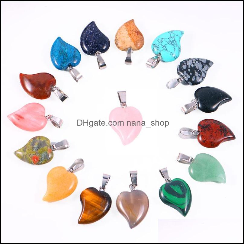 Charms Jewelry Findings Components Natural Stone Moon Pendants Necklace For Making Mix Heart Stars Cross Pillar Gemstone Gifts Drop Delive