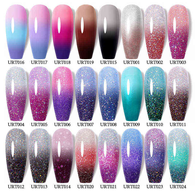 Nail Gel Toy 7 5ml Thermal 3 Layers Color Changing Uv Polish Sparkle Glitter Soak Off Art Varnishes 0328