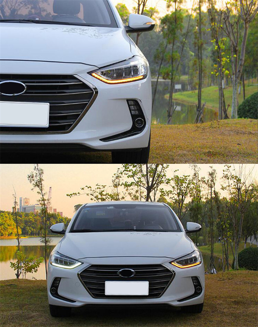 Full LED Head Lights For Hyundai Elantra 20 16-20 20 LED Daytime Running Headlight Angel Eye Turn Signal Lamp Replacement