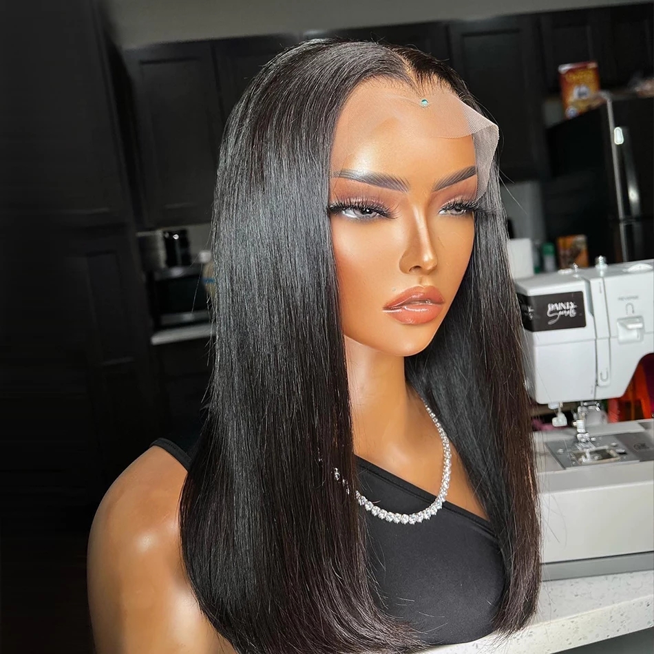 Free shipping Short Bob Straight Brazilian Wig 613 Blonde Lace Front Synthetic Wigs Silation Human Hair For Black Women
