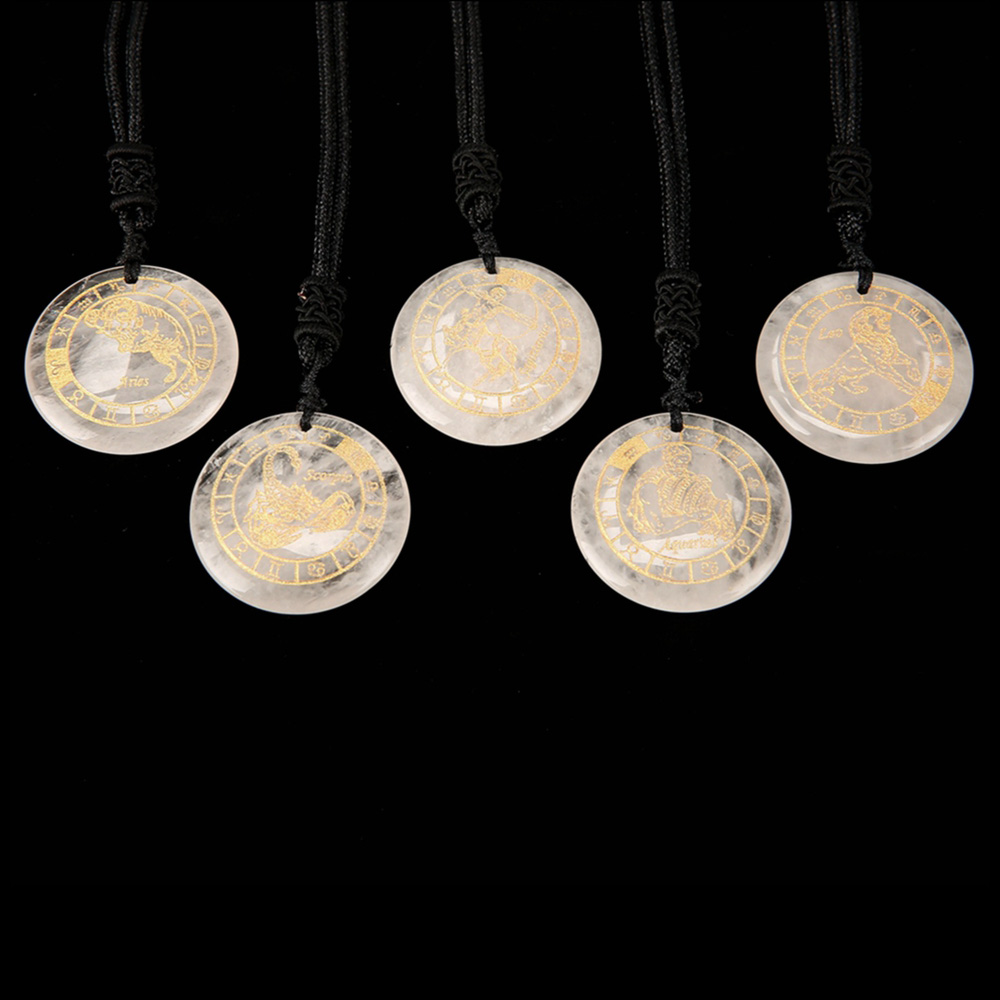 Natural White Crystal Fashion Charm Pendant Necklace Handmade Carving 12 Constellation Symbol Pattern Pendant Reiki Healing Stone Astrology Divination Jewelry
Natural White Crystal Fashion Charm Pendant Necklace Handmade Carving 12 Constellation Symbol Pattern Pendant Reiki Healing Stone Astrology Divination Jewelry