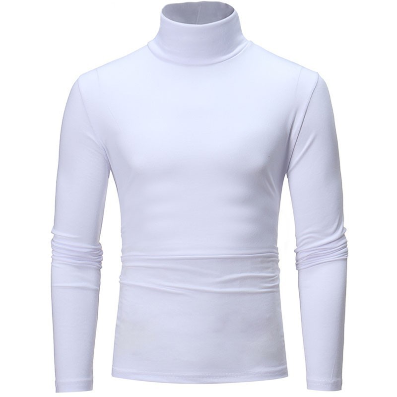 Men s Solid Color Turtleneck Shirts Male Slim Fit Long Sleeve Black White Men tshirt ops M 3XL 220714