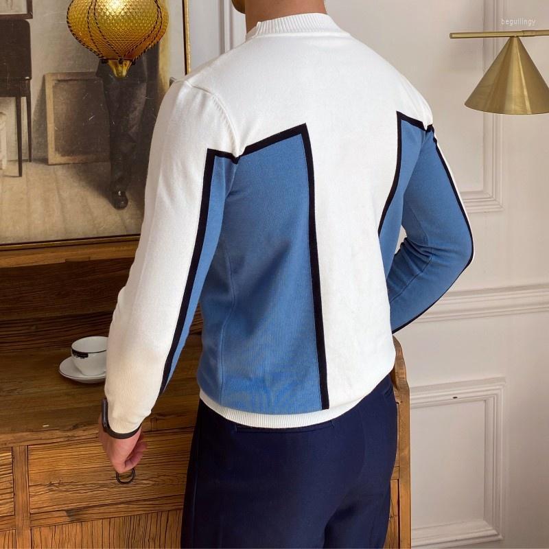 Men's Sweaters Wool Men Fashion Slim Tops Autumn Winter Half-High Collar Knitting Casual White Long-Sleeve Patchwork Pullover Begu22
Men's Sweaters Wool Men Fashion Slim Tops Autumn Winter Half-High Collar Knitting Casual White Long-Sleeve Patchwork Pullover Begu22