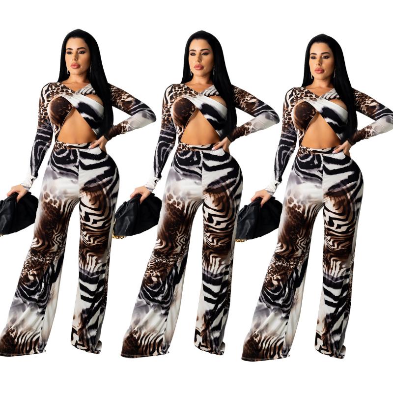 Women' Two Piece Pants Chiclover 2022 Fashion Tiger Stripe Set Woman 2 Pieces Hollow Out Top Wide Leg Pant Sexy Club Outfits Wholesale Drop, Print
Women' Two Piece Pants Chiclover 2022 Fashion Tiger Stripe Set Woman 2 Pieces Hollow Out Top Wide Leg Pant Sexy Club Outfits Wholesale Drop, Print