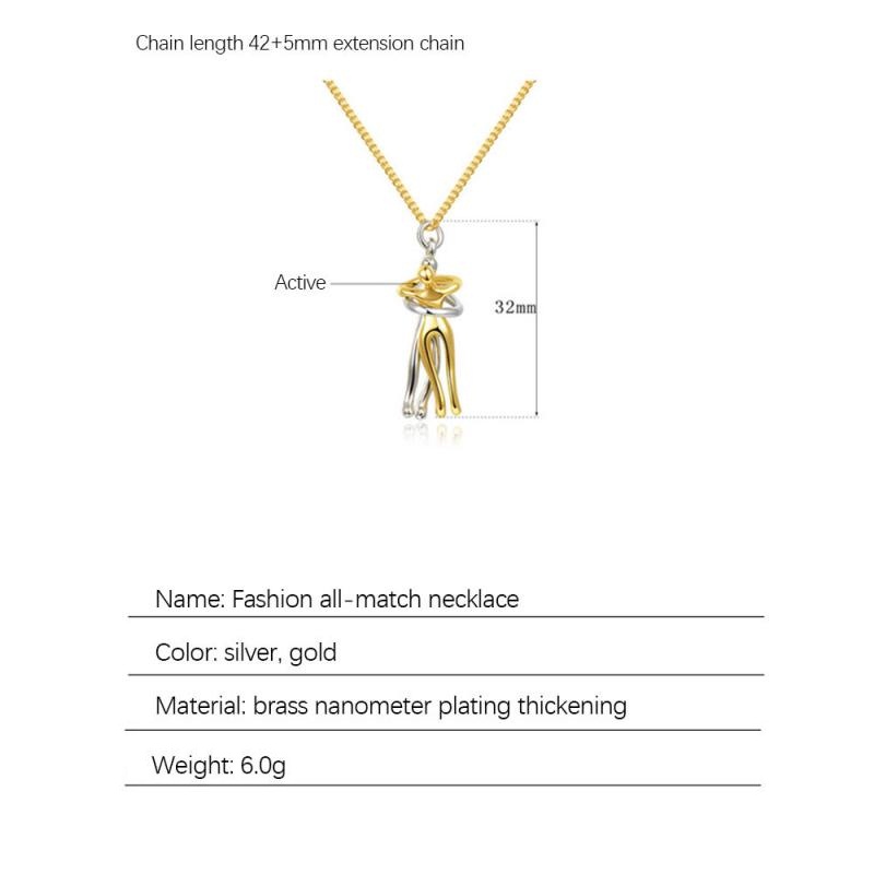Affectionate Hug Necklace Stainless Steel Pendants Fashion Jewelry Couples Gift