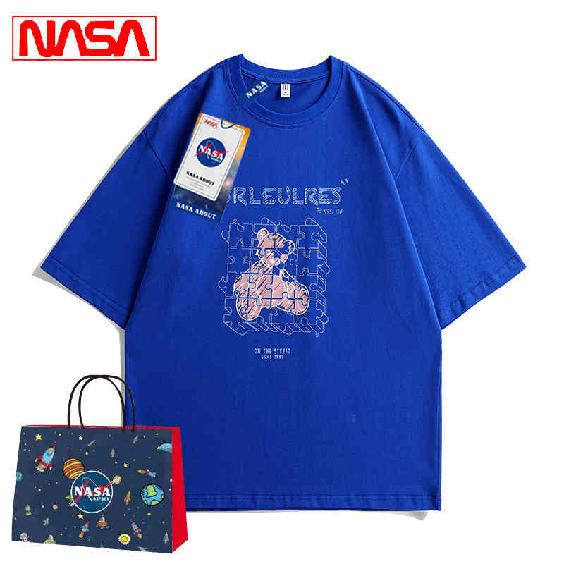 NASA co branded short sleeve cotton t-shirt men's summer new bear print fashion brand ins couple loose fitting clothes, Kxp+tp032 cailan
NASA co branded short sleeve cotton t-shirt men's summer new bear print fashion brand ins couple loose fitting clothes, Kxp+tp032 cailan