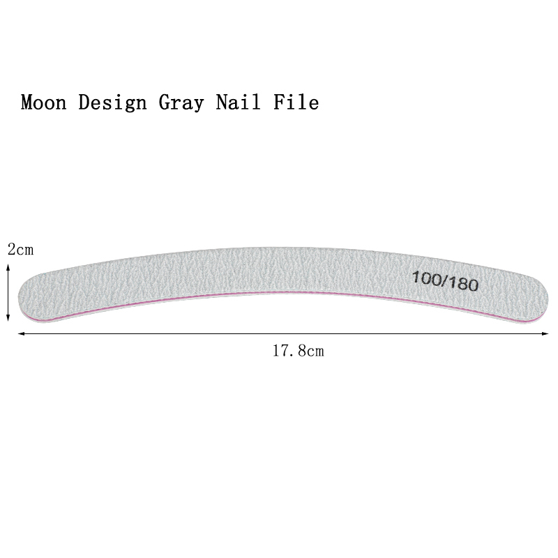 10pcs Curved File For Manicure Grey Sandpaper 100180 Sanding Polisher er Block Washable Nail Tool lime a ongle 220704