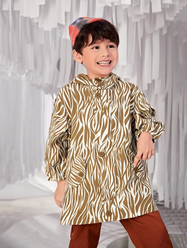 Toddler Boys Allover Print Hooded Coat SHE