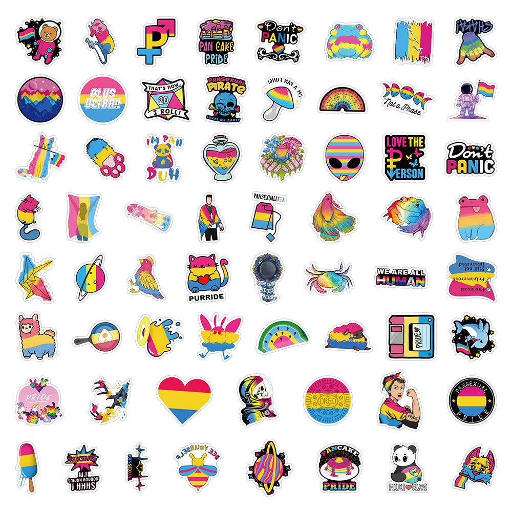 63Pcs Pansexual Pride Stickers Graffiti Kids Toy Skateboard car Motorcycle Bicycle Sticker Decals Wholesale