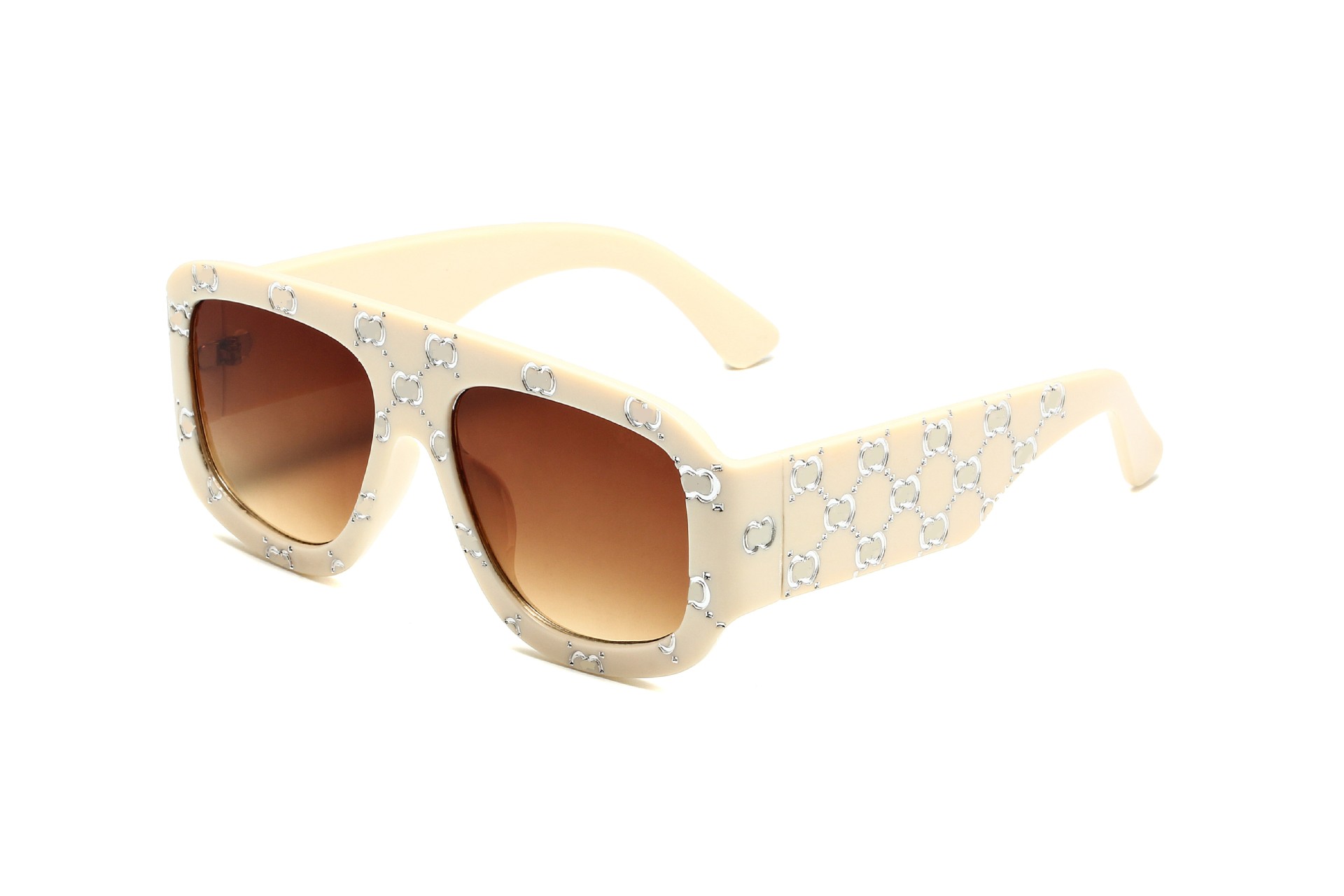 Women Designer Sunglassess Trendy Flat Mirror Sunglasses UV400 Protection Printed Oval Frame Man Glass