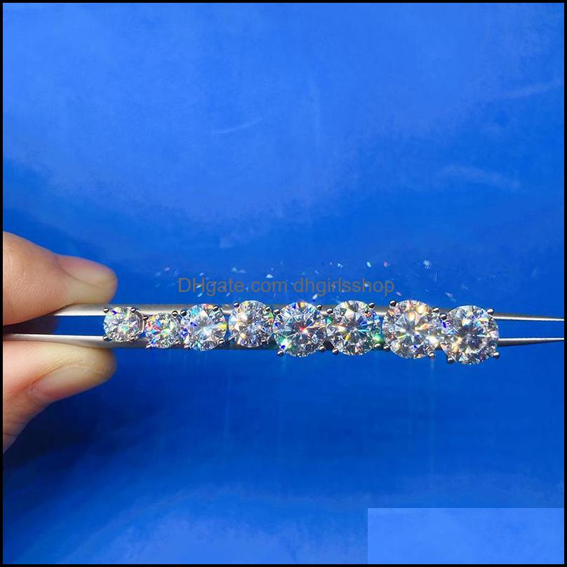 Stud Earrings Jewelry 925 Classic Sier F Color Moissanite Vvs Fine Diamond Earring With Certificate For Women Gift Drop Delivery 2021 Vus89