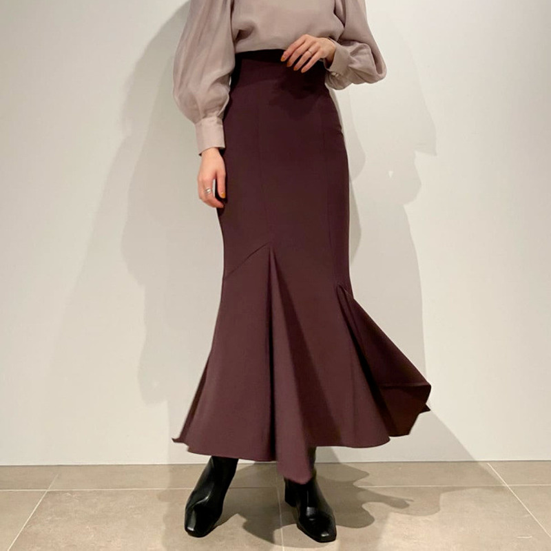 Kuzuwata Autumn Winter Women Jupes Japanese Temperament Faldas Solid High Waist Irregular Folds Slit Mermaid Skirts 220317