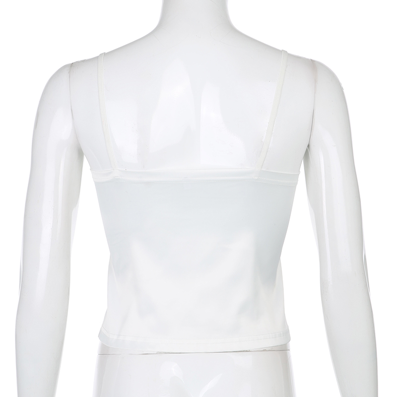 Rockmore Lace Hollow Out Sexy Tops Women Low Cut Camis Button Up Aesthetic Crop Tank Top Casual Night Club Spaghetti Straps 220325