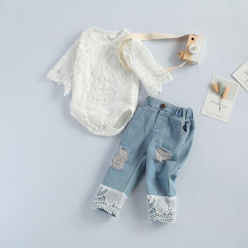 Clothing Sets Autumn Kids Baby Girls Clothes Lace Flowers Long Sleeve Romper Tops Blue Denim Pants 2pcsClothing, As pic
Clothing Sets Autumn Kids Baby Girls Clothes Lace Flowers Long Sleeve Romper Tops Blue Denim Pants 2pcsClothing, As pic