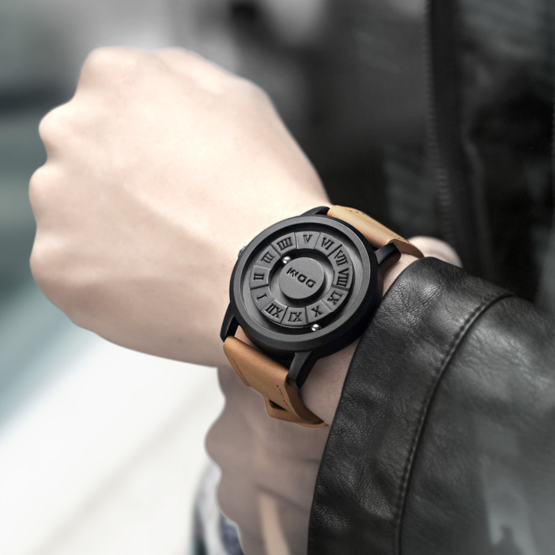 DOM Trend Concept Personality Men's Watch Creative Scrolling Pointer magnetic force Fashion watch for men Waterproof M-1345 220810