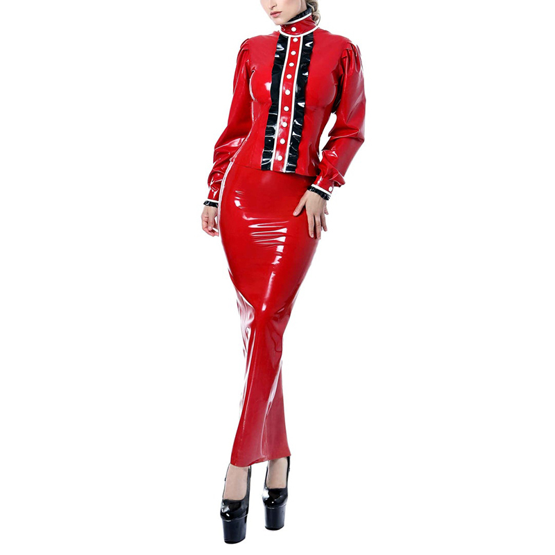 Sexy Latex Mermaid Bodycon Pencil Skirt for Women Zip High Waist PU Patent Leather Long Seamless Skirts Tight Shiny Clothes 220317