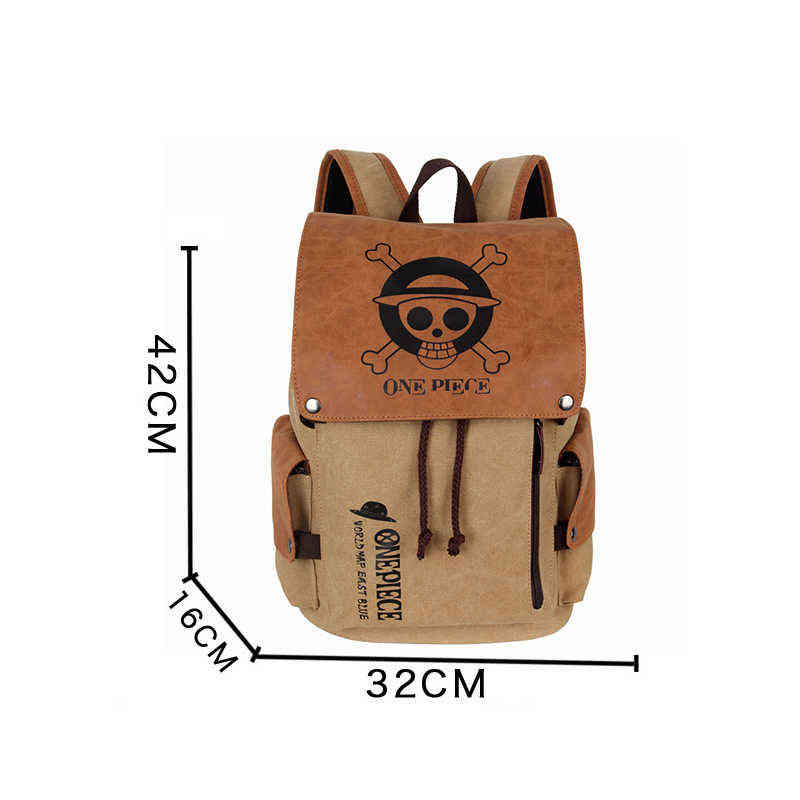 Anime Backpack Travel Bagpack Luffy One Piece Cosplay Eren Bag Cartoon Canvas Outdoor Teenagers Schoolbag Laptop Shoulders Bags AA220316