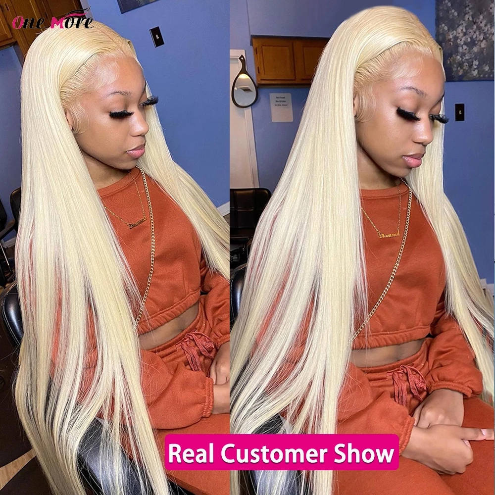 32 Inch 613 Blonde Bone Straight Lace Frontal Human Hair Wigs With Babyhair For Black Women Synthetic Closure Wig