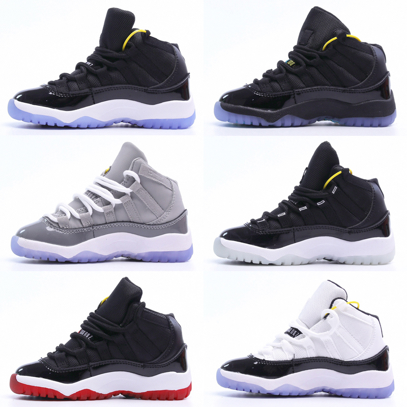 

Jumpman 11 11s Kids Baskeball Shoes For Toddlers Boys Girls Children Outdoor Sports Sneakers Cool Grey Space Jam Concord Bred TD PS GS Trainers Size US 8C-3Y 25-35, As photo 2
