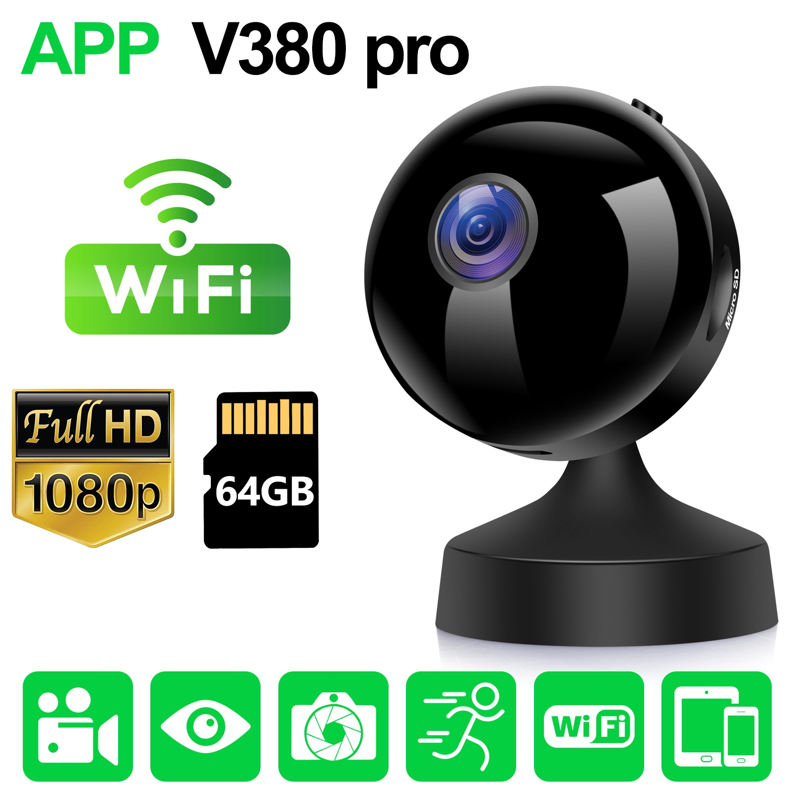 

HD Mini Camera S9 WiFi Wireless Camera 360Degree Rotating Bracket Cloud Storage Nanny Cam AI Human Detection Video Record APP Remote Camcorder Home Surveillance DV