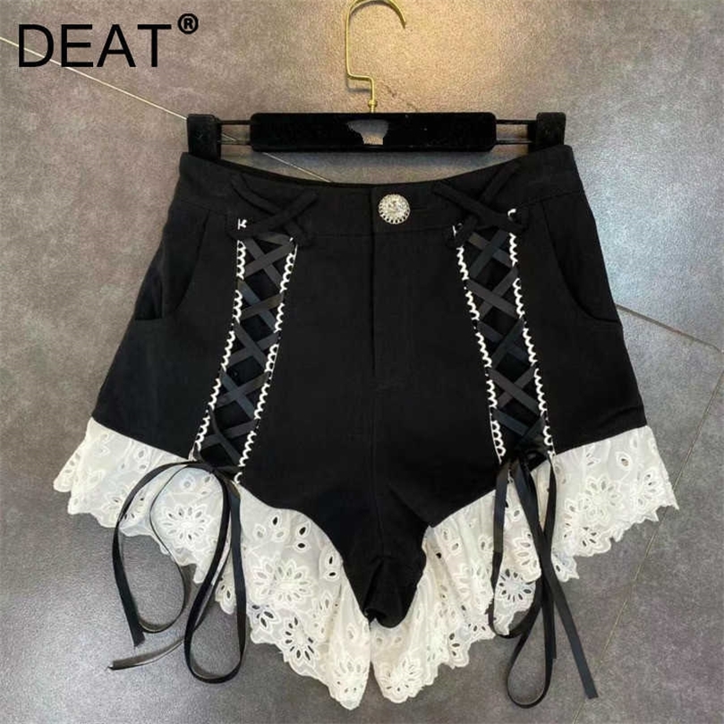 DEAT Spring Summer Arrivals High Waist Drawstring Lace Patchwork Denim Shorts Women Streetwear ML506 210709, Black
DEAT Spring Summer Arrivals High Waist Drawstring Lace Patchwork Denim Shorts Women Streetwear ML506 210709, Black