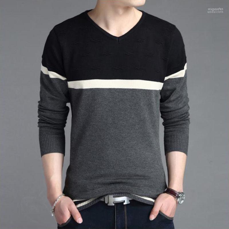 Men's Casual Sweater Pullover V-neck Knitting Fashion Slim Top M02 Sweaters, Gray