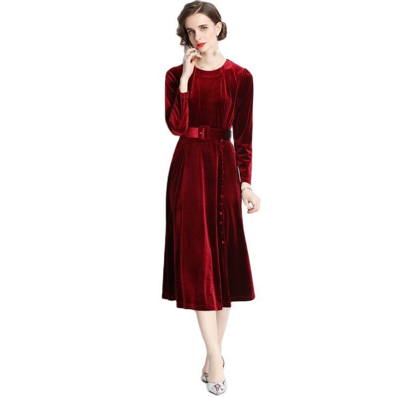Casual Dresses BunniesFairy 2022 Spring Celebrity Elegant Women Wine Red Velvet Long Sleeve Belted Midi Dress Year Evening Party Wear, 01
Casual Dresses BunniesFairy 2022 Spring Celebrity Elegant Women Wine Red Velvet Long Sleeve Belted Midi Dress Year Evening Party Wear, 01