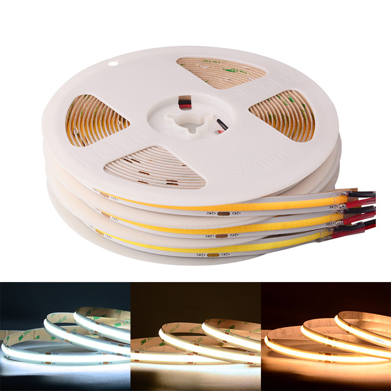 

COB LED Strip Light DC 12V 24V 8mm 252 SMD High Density Flex LED Tape Light Dimmable FOB Linear Ribbon Stripe 3000K 4000K 6000K