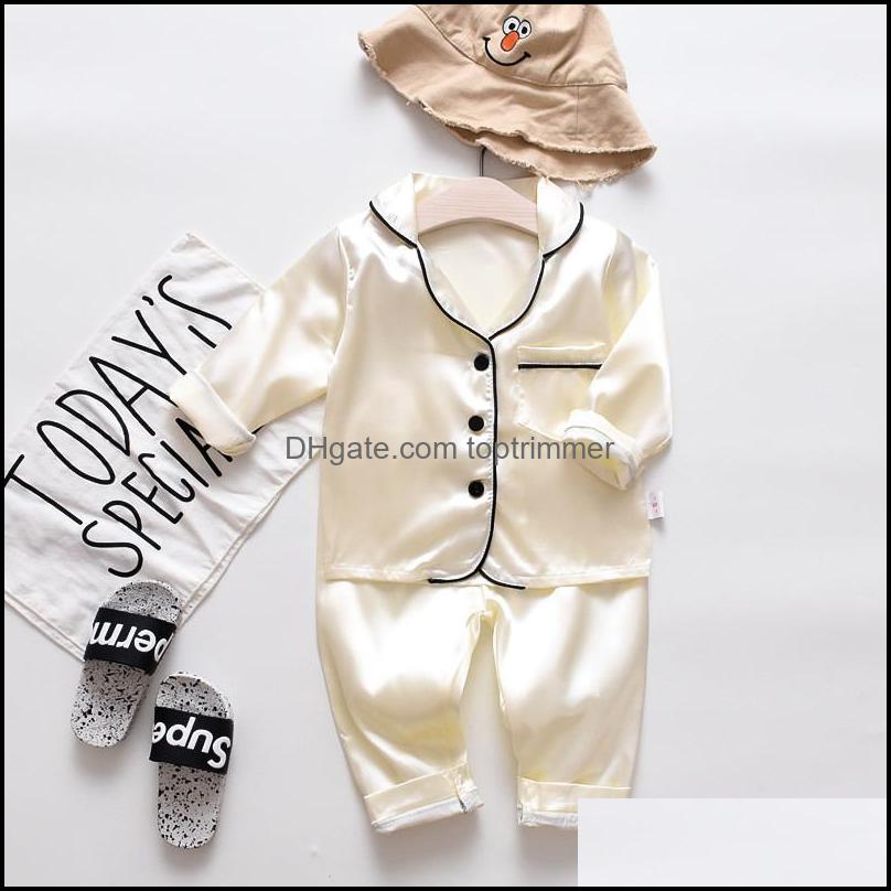 Autumn Childrens Pajamas Set Baby Boy Girl Clothes Casual Long Sleeve Sleepwear Kids Tops Pants Toddler Clothing Sets Drop Delivery 2021 B